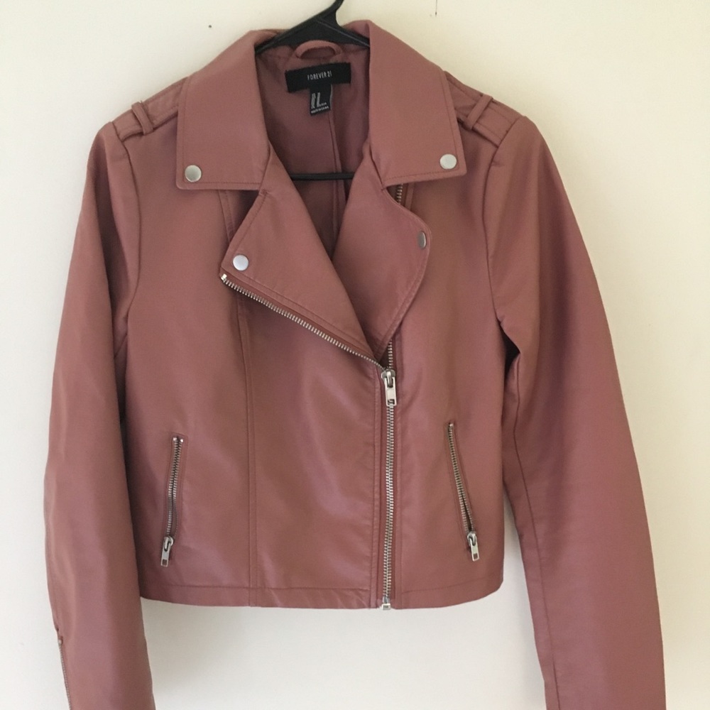 Mauve Faux Leather Jacket